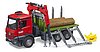 Camión de transporte de madera MB Arocs con grúa de carga, garra y 3 troncos