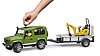 Land Rover Defender avec remorque, JCB micro-pelleteuse et figurine