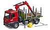 MB Arocs Timber truck with loading crane, grab and 3 trunks