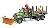 MACK Granite Holztransport-LKW mit Ladekran, Greifer und 3 Baumstämmen