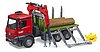 MB Arocs Timber truck with loading crane, grab and 3 trunks