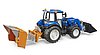 New Holland T5.120 con cargador frontal, caja de carga y horquillas