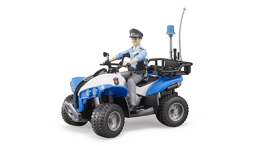 Quad della polizia con poliziotto e attrezzature