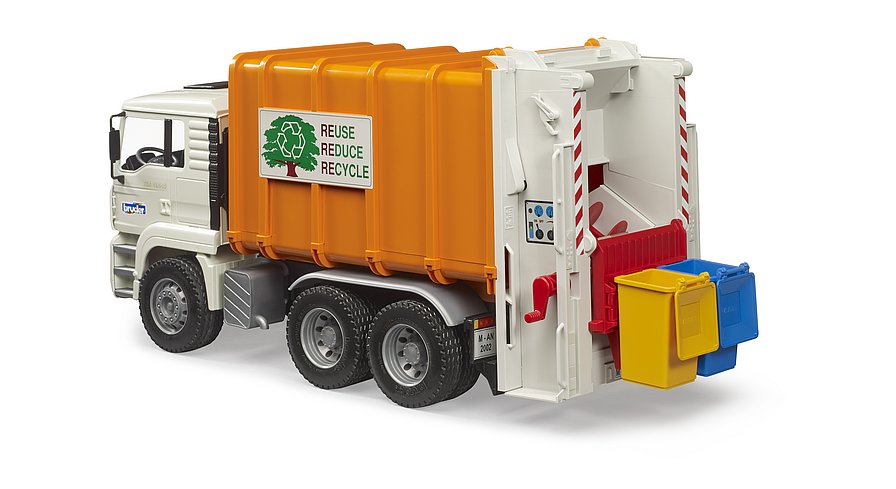 Bruder® Spielzeug-Müllwagen 02772 MAN TGA, (Set, 3-tlg., mit 2