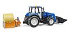 New Holland T5.120 mit Frontlader, Ladekasten, Gabeln und Rundballen