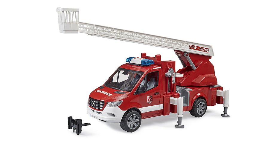 02673 - Camion pompier Mercedes Benz Sprinter avec échelle, pompe à eau et  module son et lumière