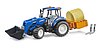 New Holland T5.120 mit Frontlader, Ladekasten, Gabeln und Rundballen