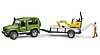 Land Rover Defender avec remorque, JCB micro-pelleteuse et figurine