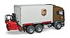 Scania R-Serie UPS Logistik-LKW mit Mitnahmestapler