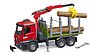 MB Arocs autocarro per il trasporto di legname con gru di carico, Pinza e 3 tronchi d'albero