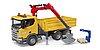 Scania Super 560R construction site truck with crane and 2 pallets