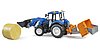 New Holland T5.120 mit Frontlader, Ladekasten, Gabeln und Rundballen