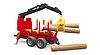 Forestry trailer with loading crane and grab