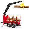 Forestry trailer with loading crane and grab