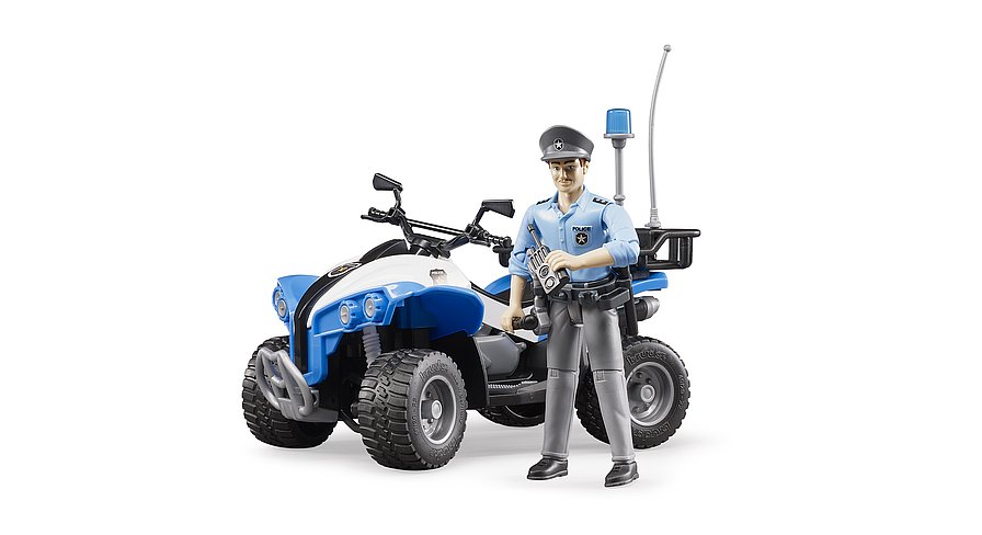 Quad della polizia con poliziotto e attrezzature