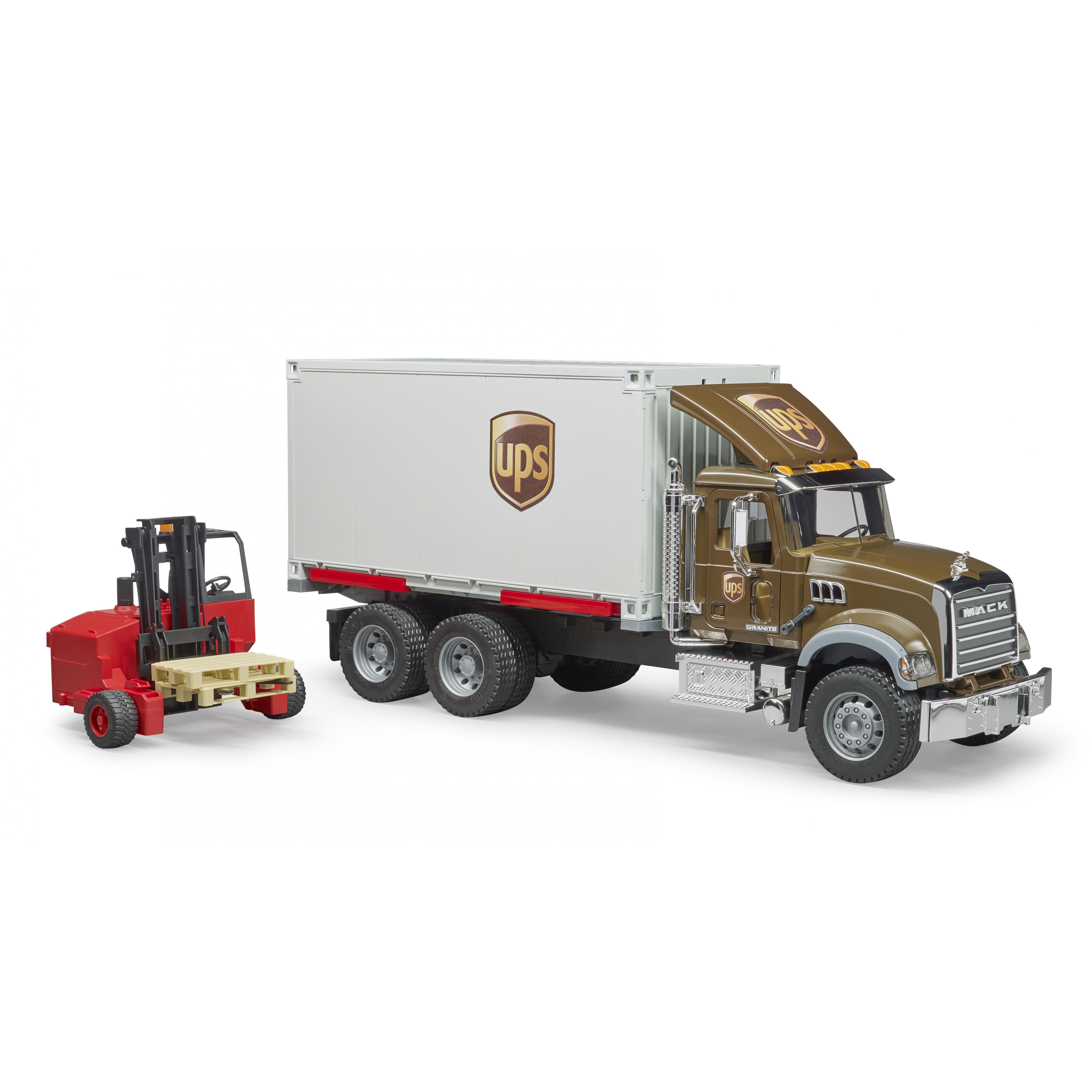 MACK Granite UPS Logistik-LKW mit Mitnahmestapler MACK Granite UPS Logistik-LKW mit Mitnahmestapler