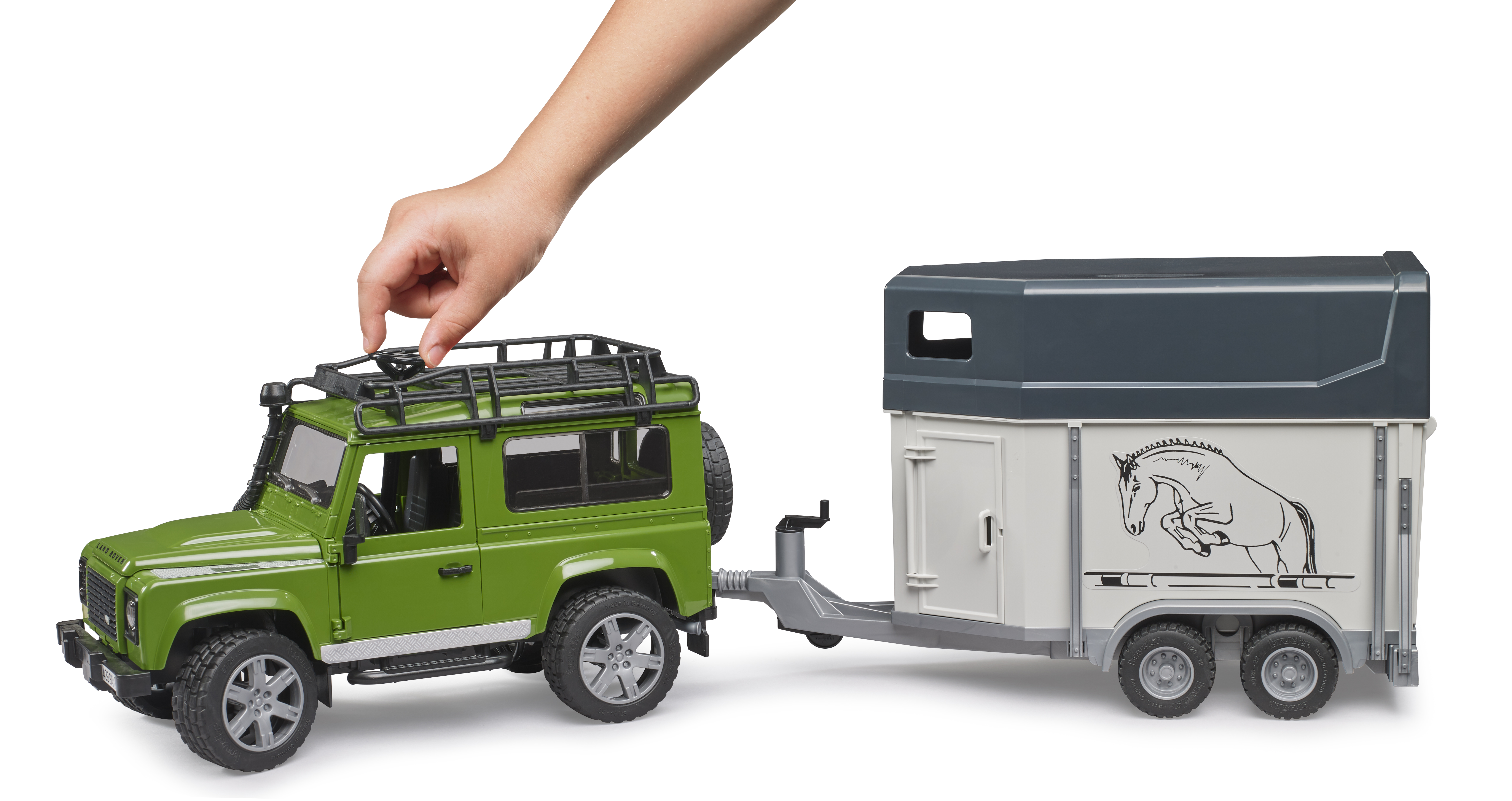 Land Rover Defender mit Pferdeanhänger inkl. 1 Pferd