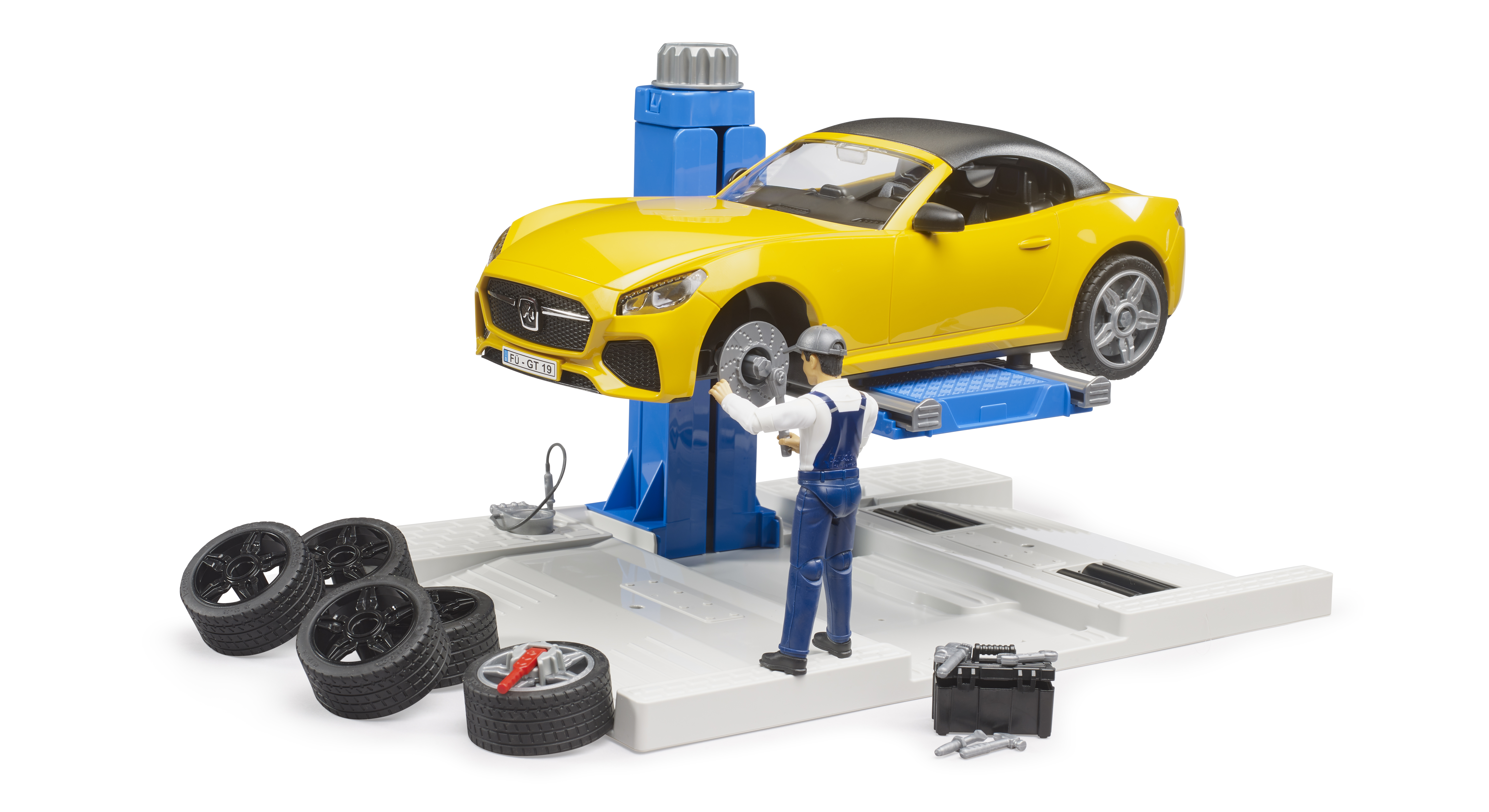 Bruder 03750 - MAN TGS Carro Attrezzi Con Roadster E Modulo Luci E Suoni - Giocattolo Per Bambini