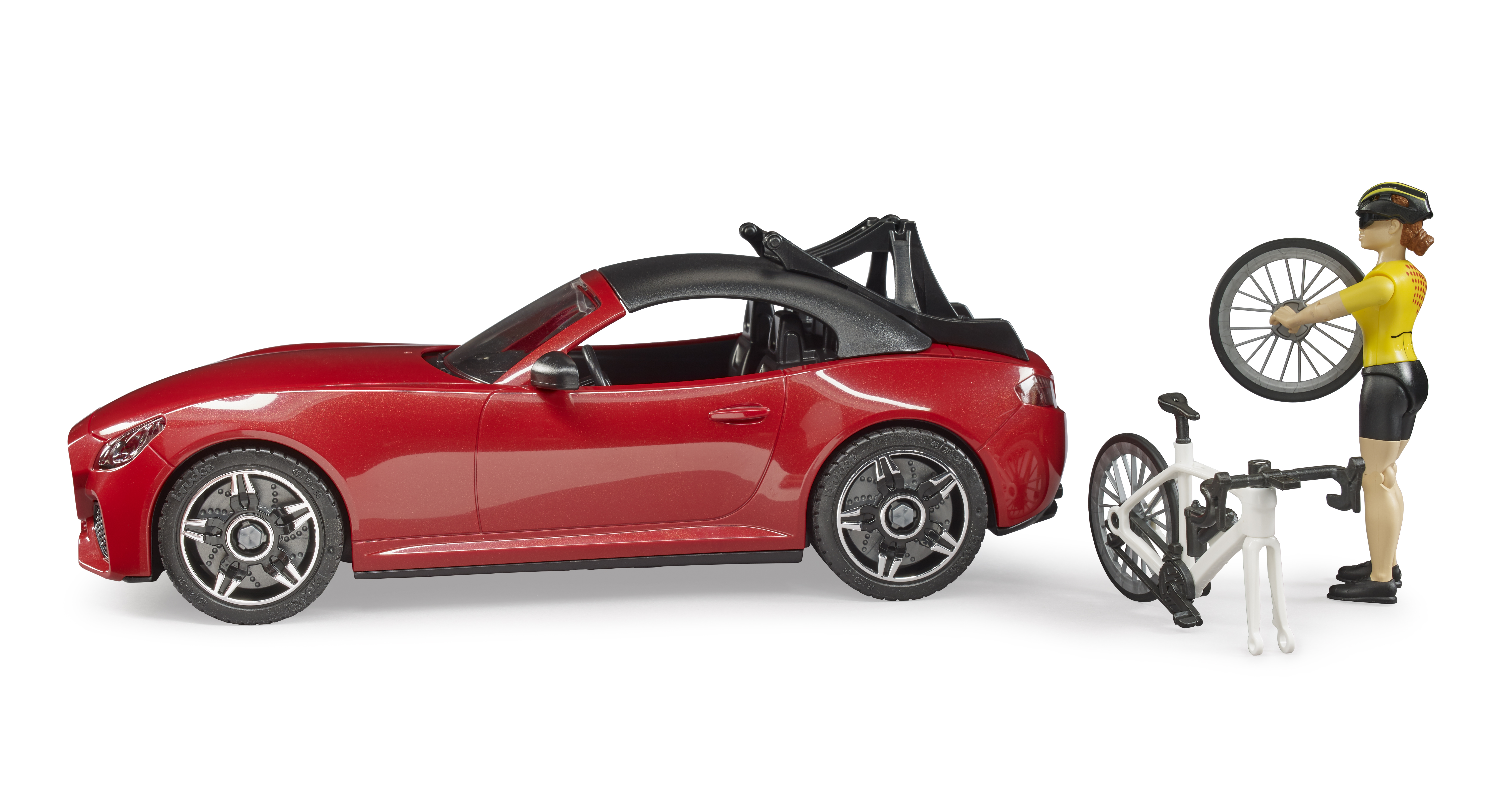BRUDER Roadster mit Rennrad und Radfahrerin