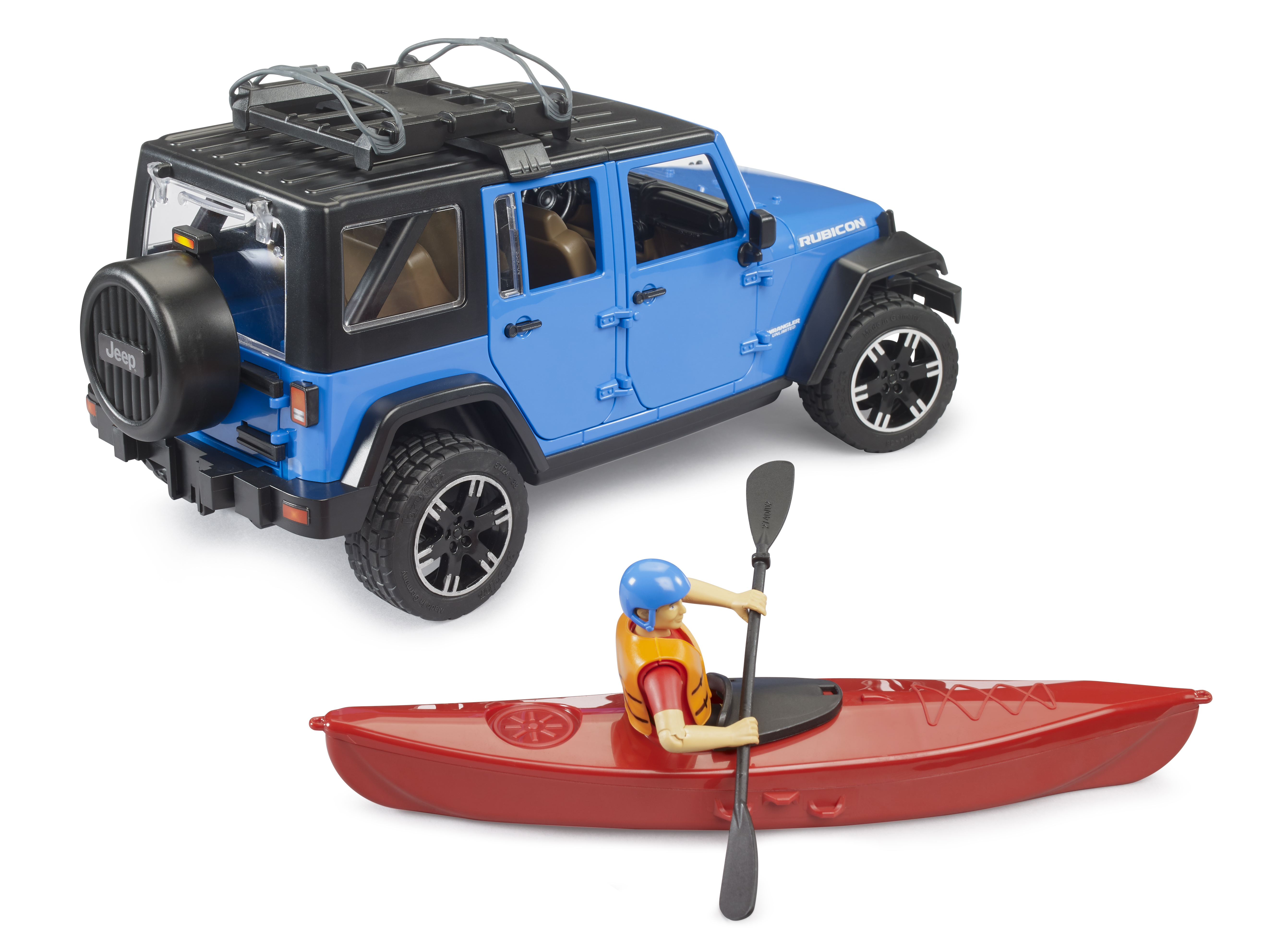Jeep Wrangler Rubicon Unlimited mit Kajak und Figur Jeep Wrangler Rubicon Unlimited mit Kajak und Figur