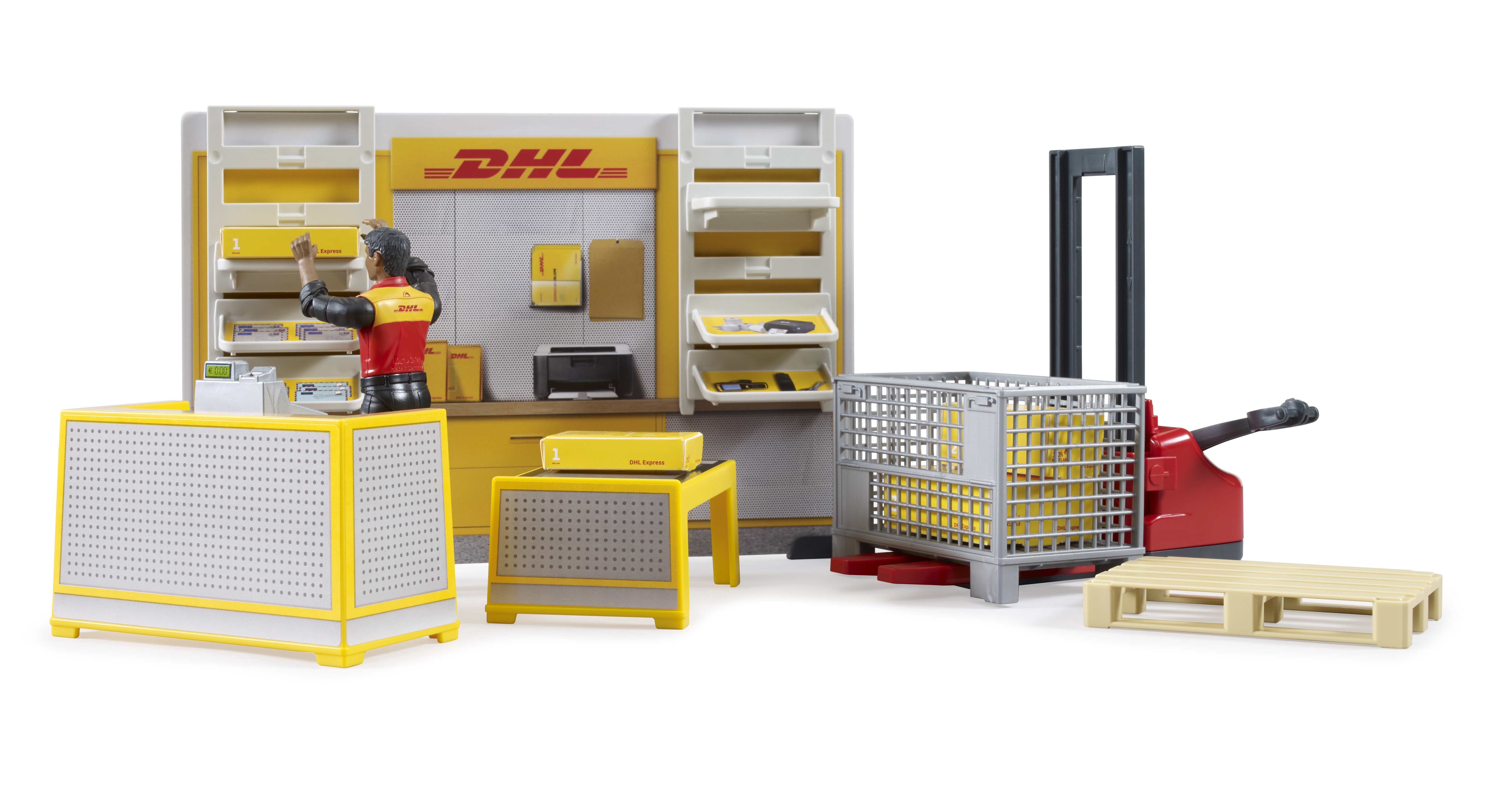 bworld DHL Shop con carrello elevatore e figura bworld DHL Shop con carrello elevatore e figura