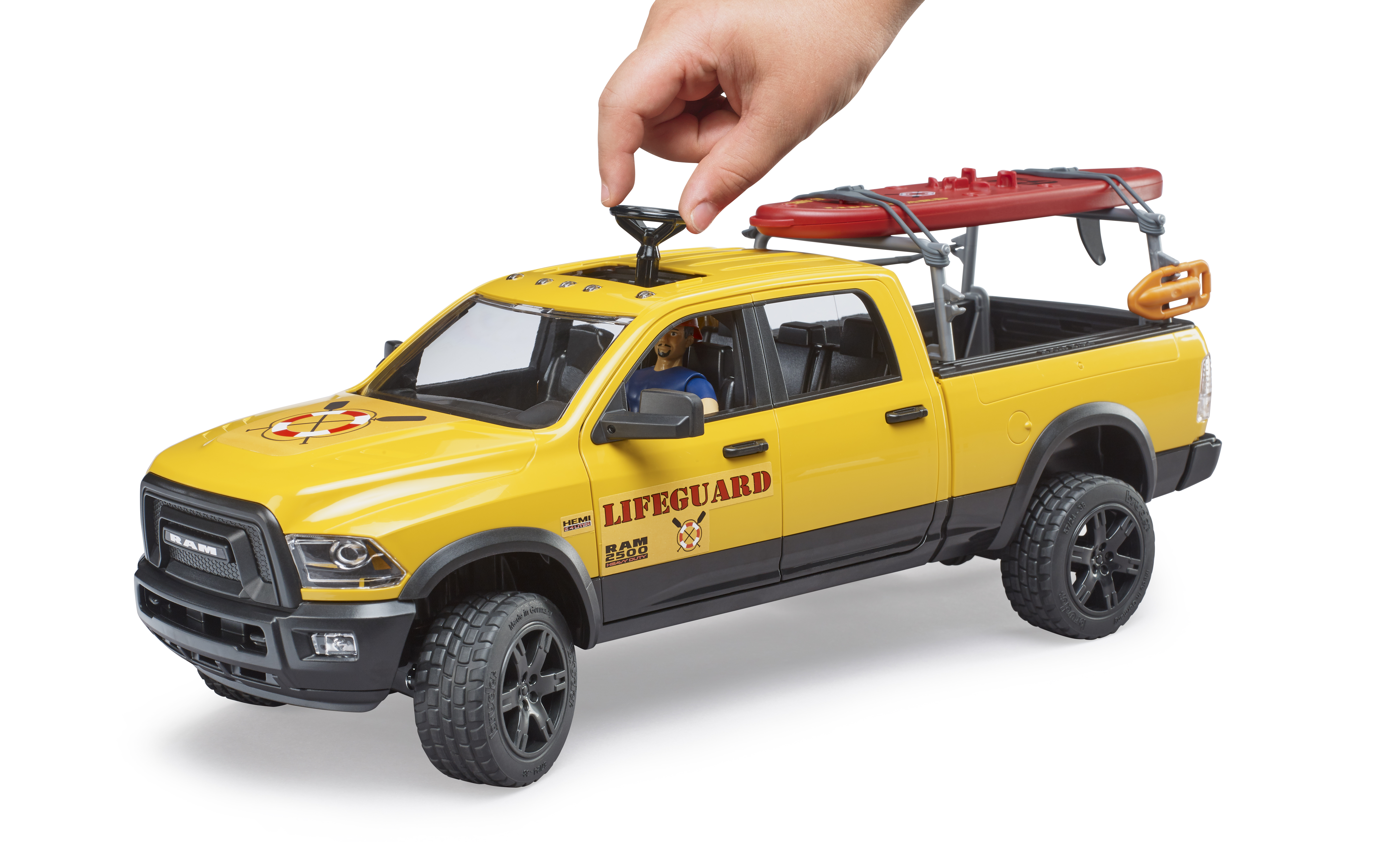 RAM 2500 Power Wagon Life Guard mit Figur, Stand Up Paddle und Light & Sound Modul RAM 2500 Power Wagon Life Guard mit Figur, Stand Up Paddle und Light & Sound Modul
