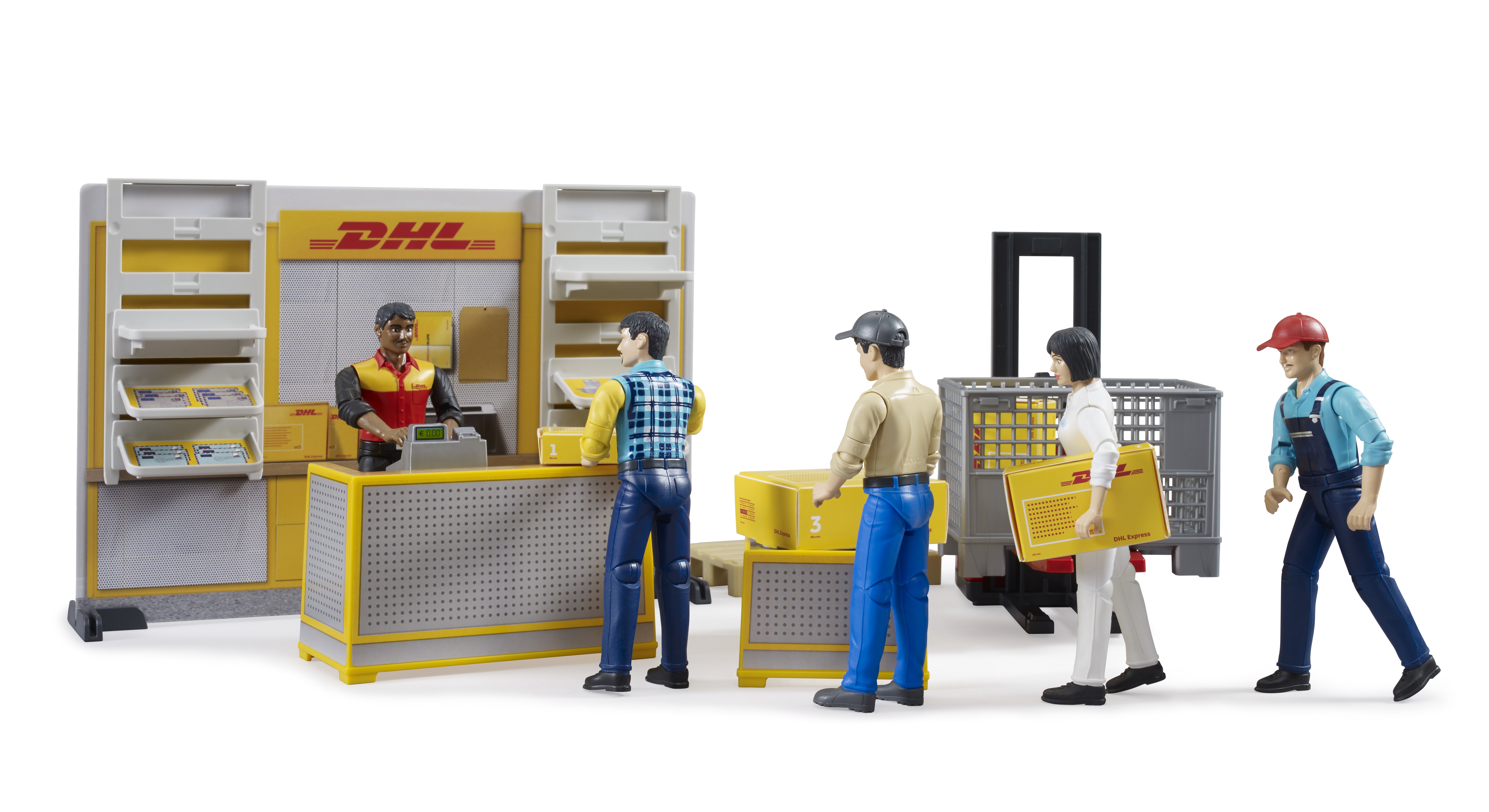 bworld DHL Shop con carrello elevatore e figura bworld DHL Shop con carrello elevatore e figura