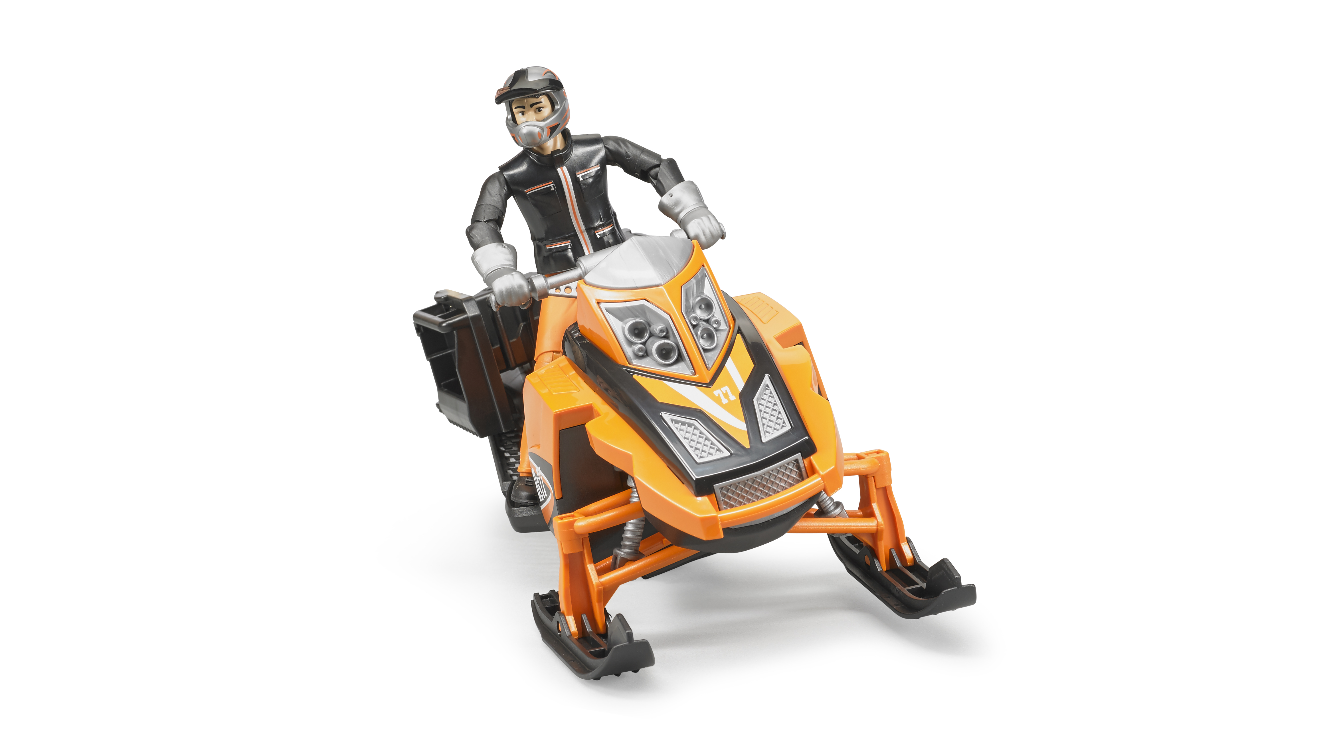 Snowmobil mit Fahrer und Ausstattung