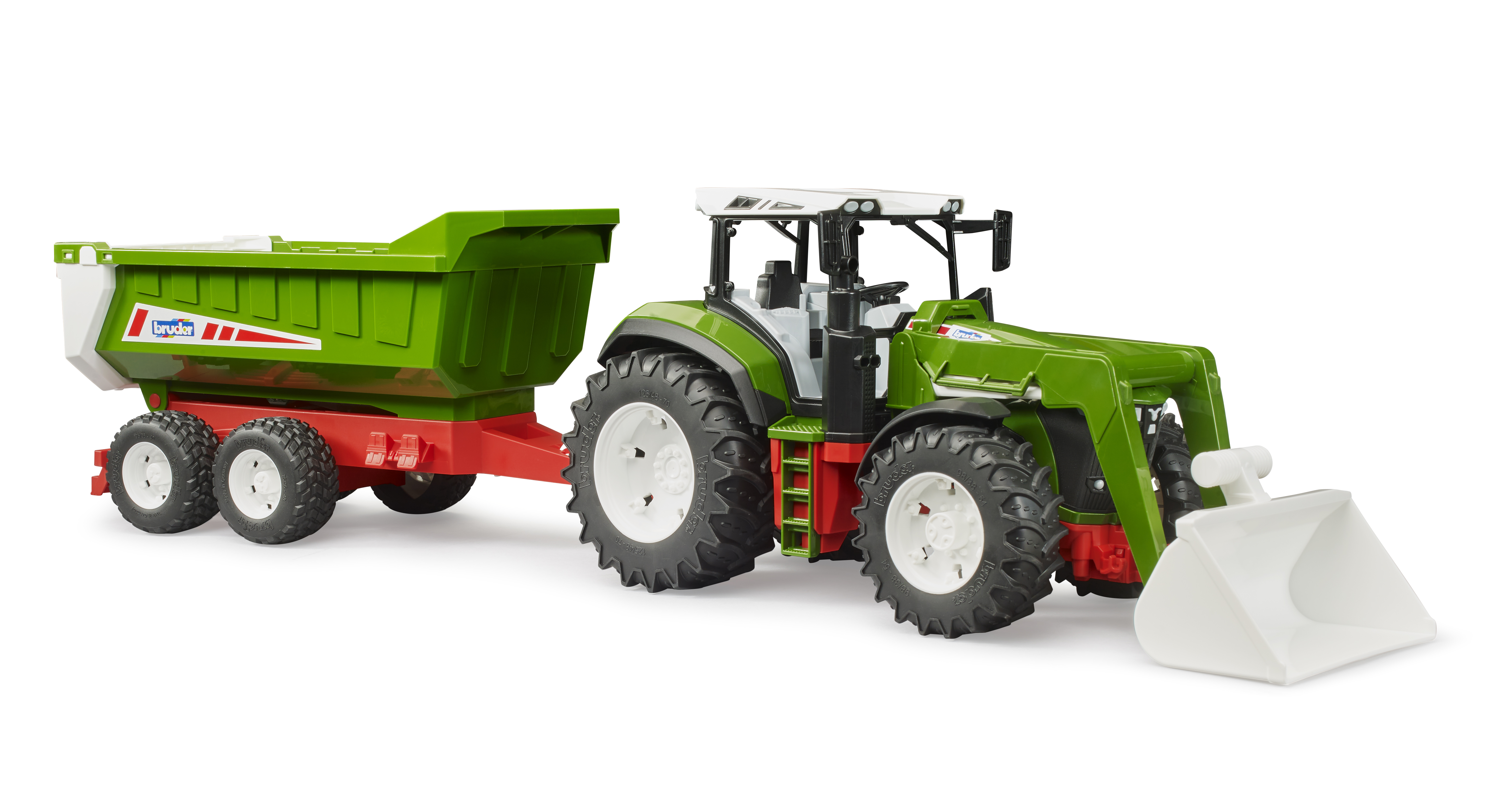 Trattore Roadmax con caricatore frontale e rimorchio ribaltabile