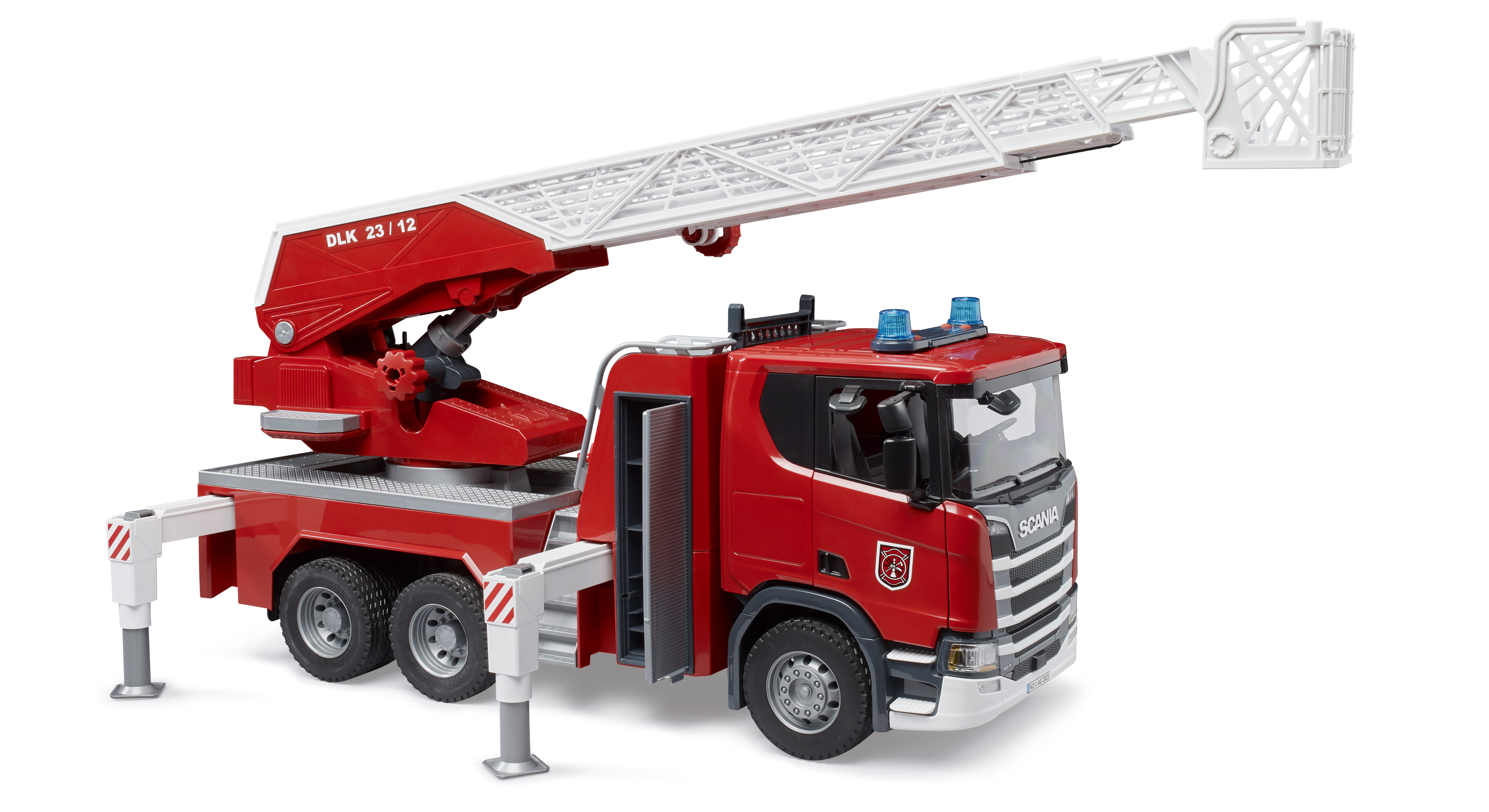 Autocarro pompieri Scania Super 560R con scala girevole, pompa dell'acqua e modulo Light + Sound Autocarro pompieri Scania Super 560R con scala girevole, pompa dell'acqua e modulo Light + Sound