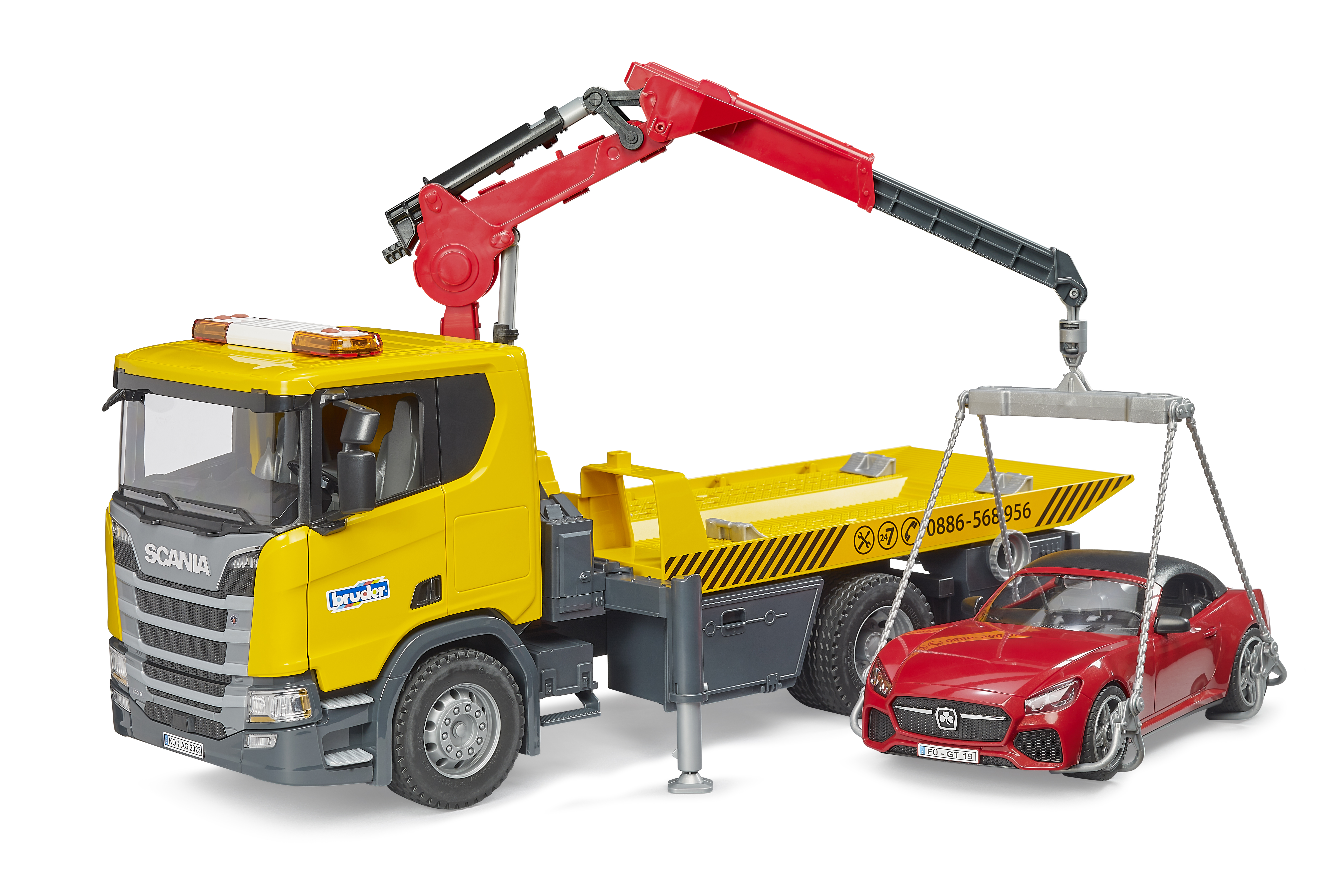 Scania Super 560R Abschlepp-LKW mit Light & Sound Modul und BRUDER Roadster
