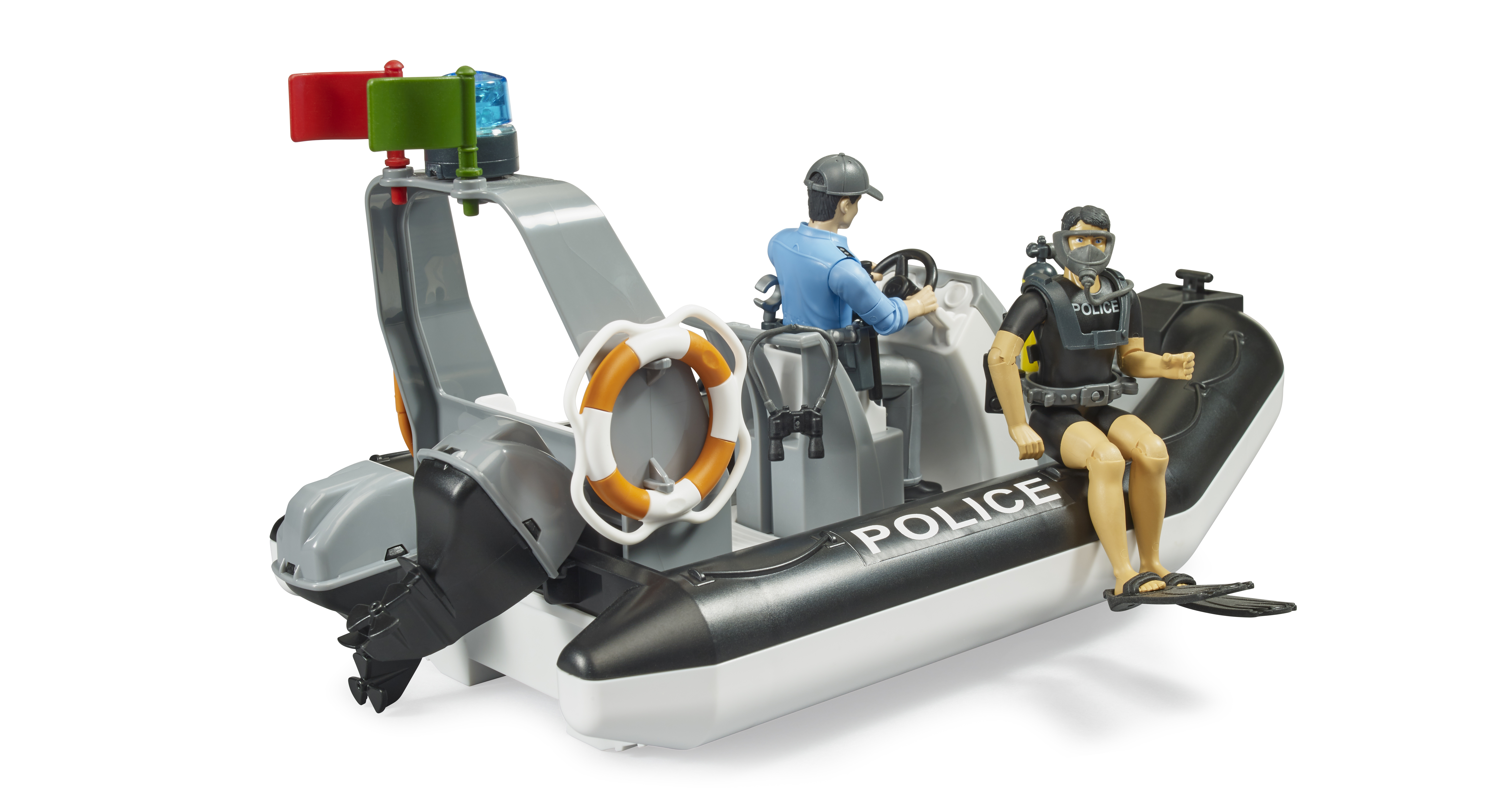 bworld Polizei Schlauchboot mit Polizist, Taucher und Zubehör bworld Polizei Schlauchboot mit Polizist, Taucher und Zubehör