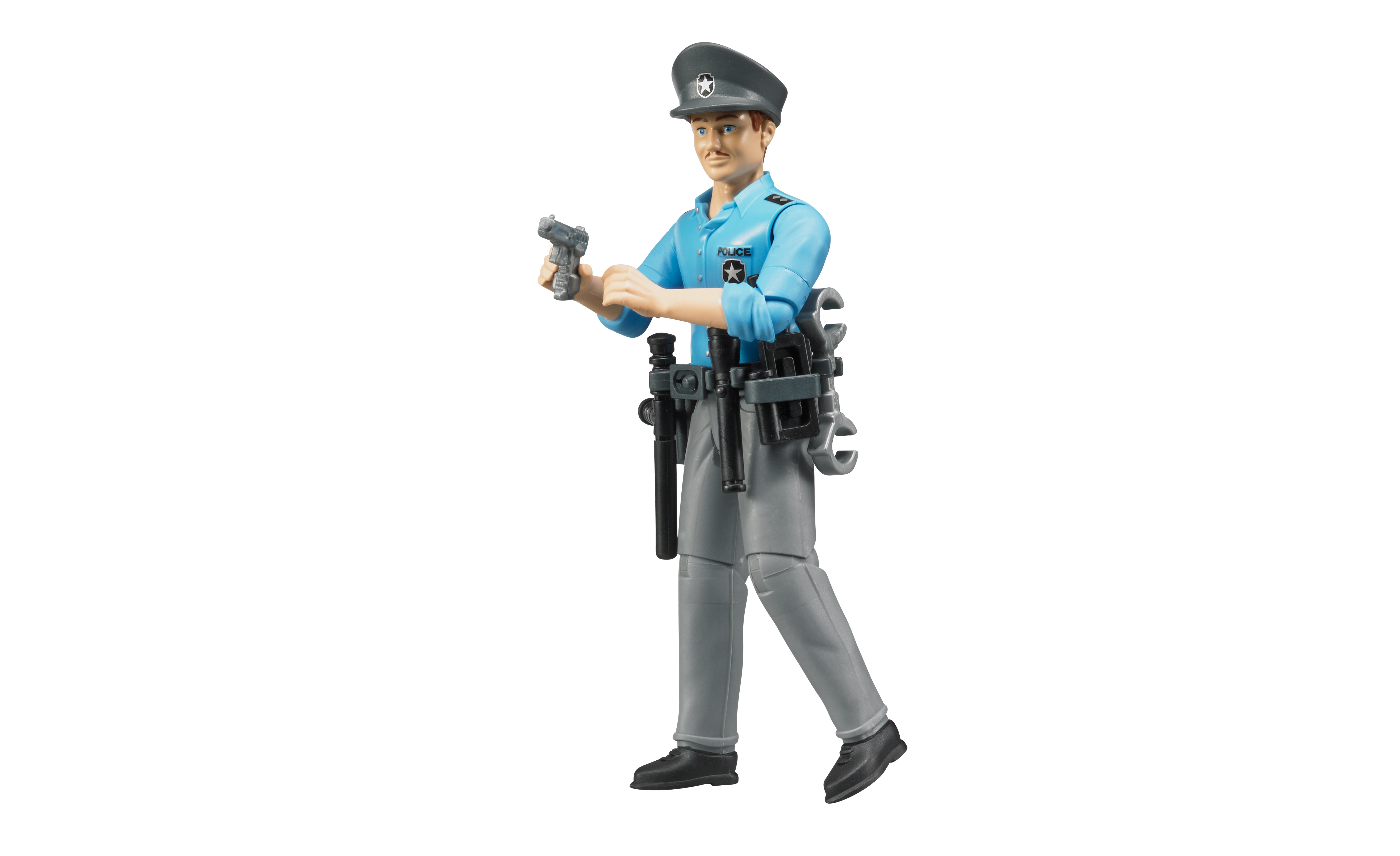 Polizist mit hellem Hauttyp und Zubehör