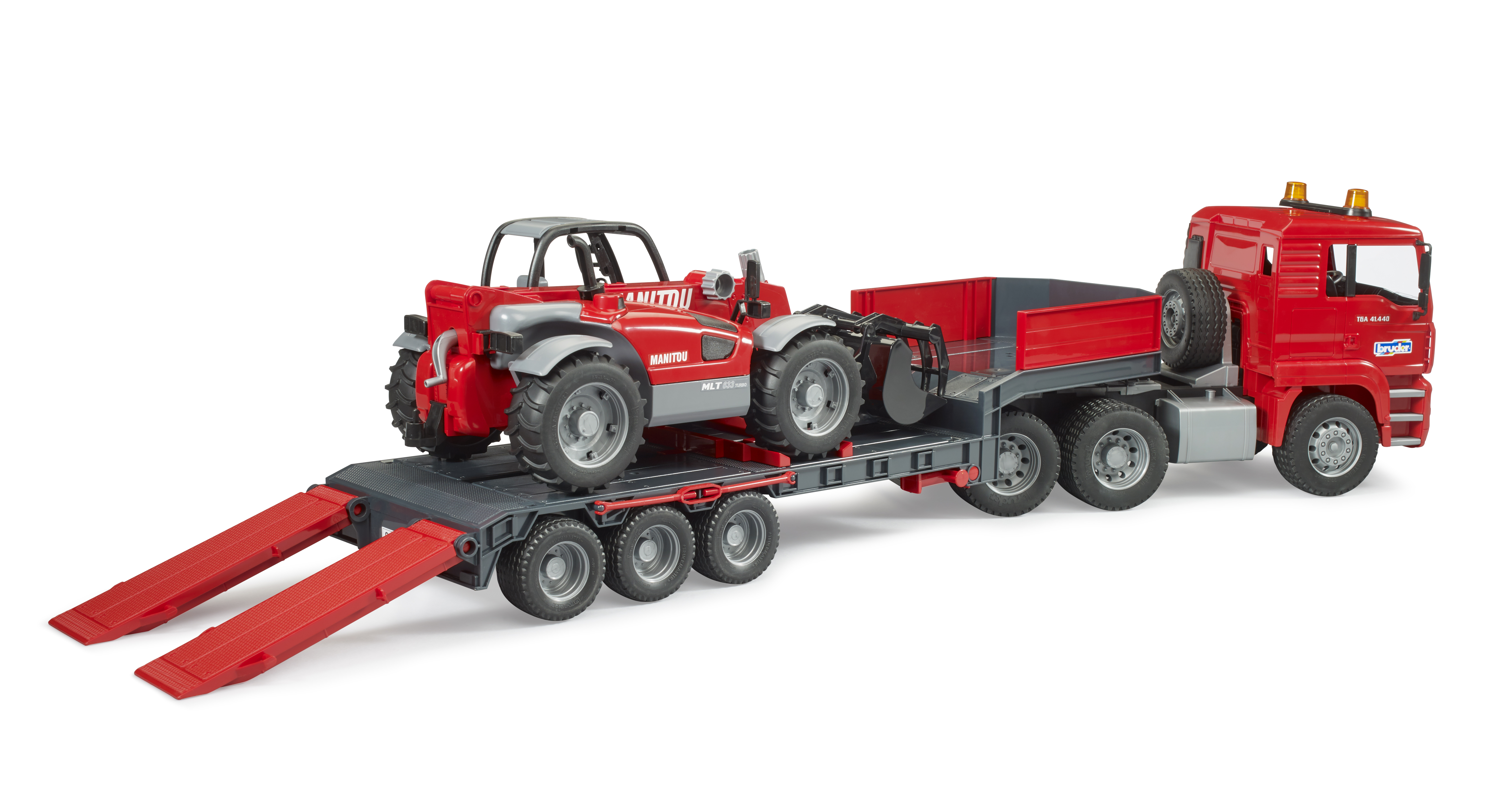MAN TGA Tieflader mit Manitou Teleskoplader