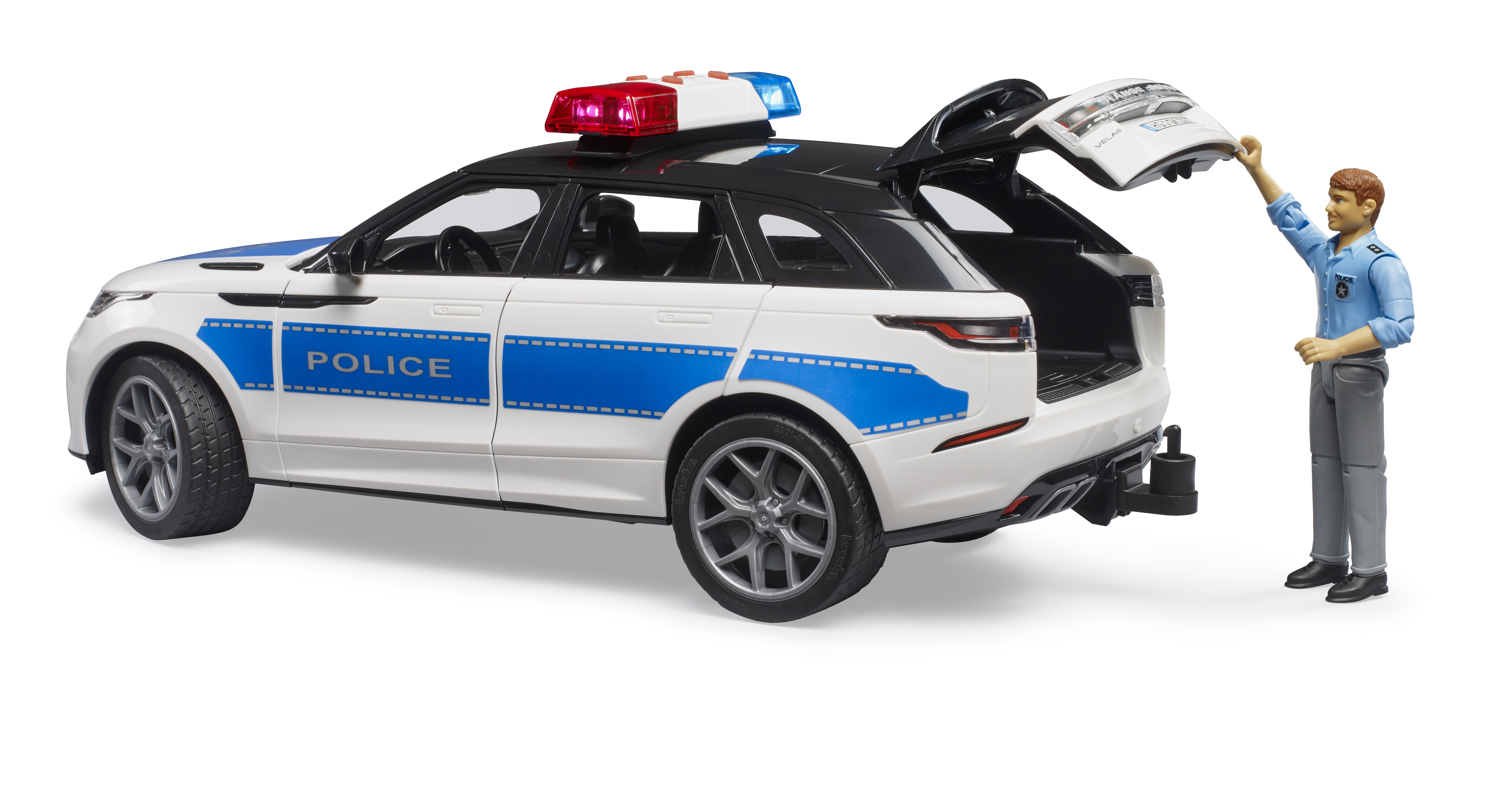 Range Rover Velar Polizeifahrzeug mit Polizist Range Rover Velar Polizeifahrzeug mit Polizist