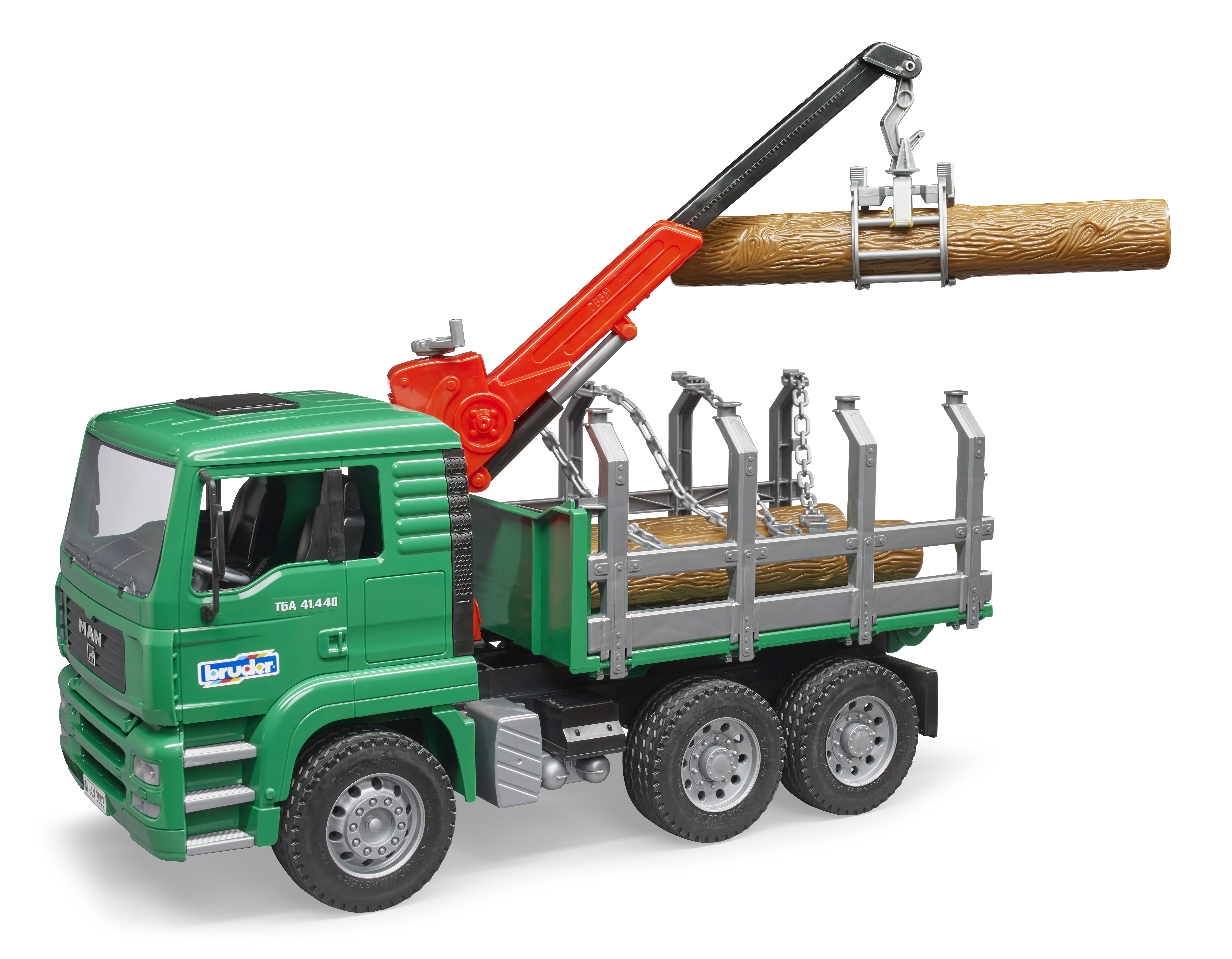 MAN Holztransport-LKW mit Ladekran und 3 Baumstämmen