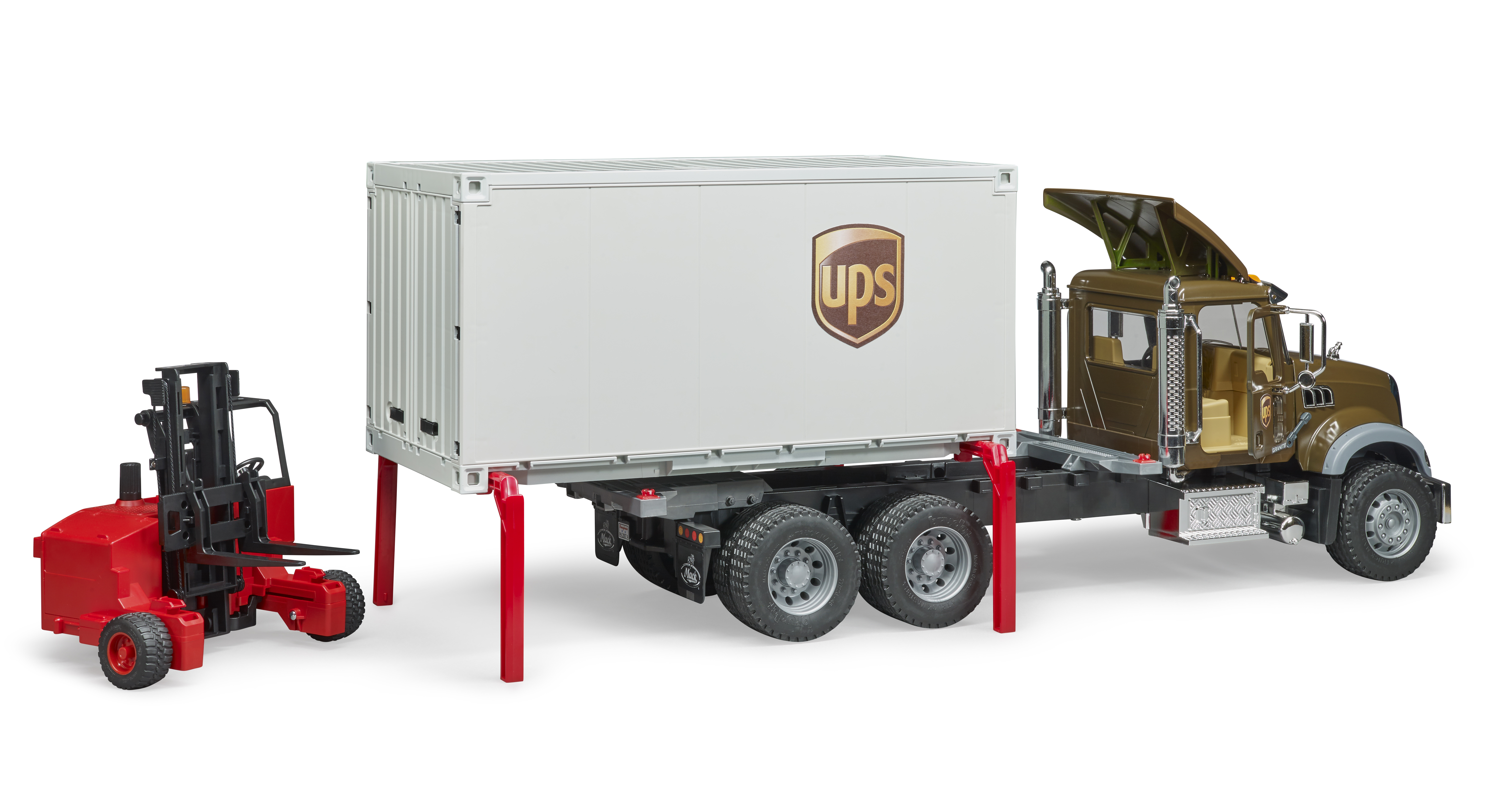 MACK Granite UPS Logistik-LKW mit Mitnahmestapler MACK Granite UPS Logistik-LKW mit Mitnahmestapler