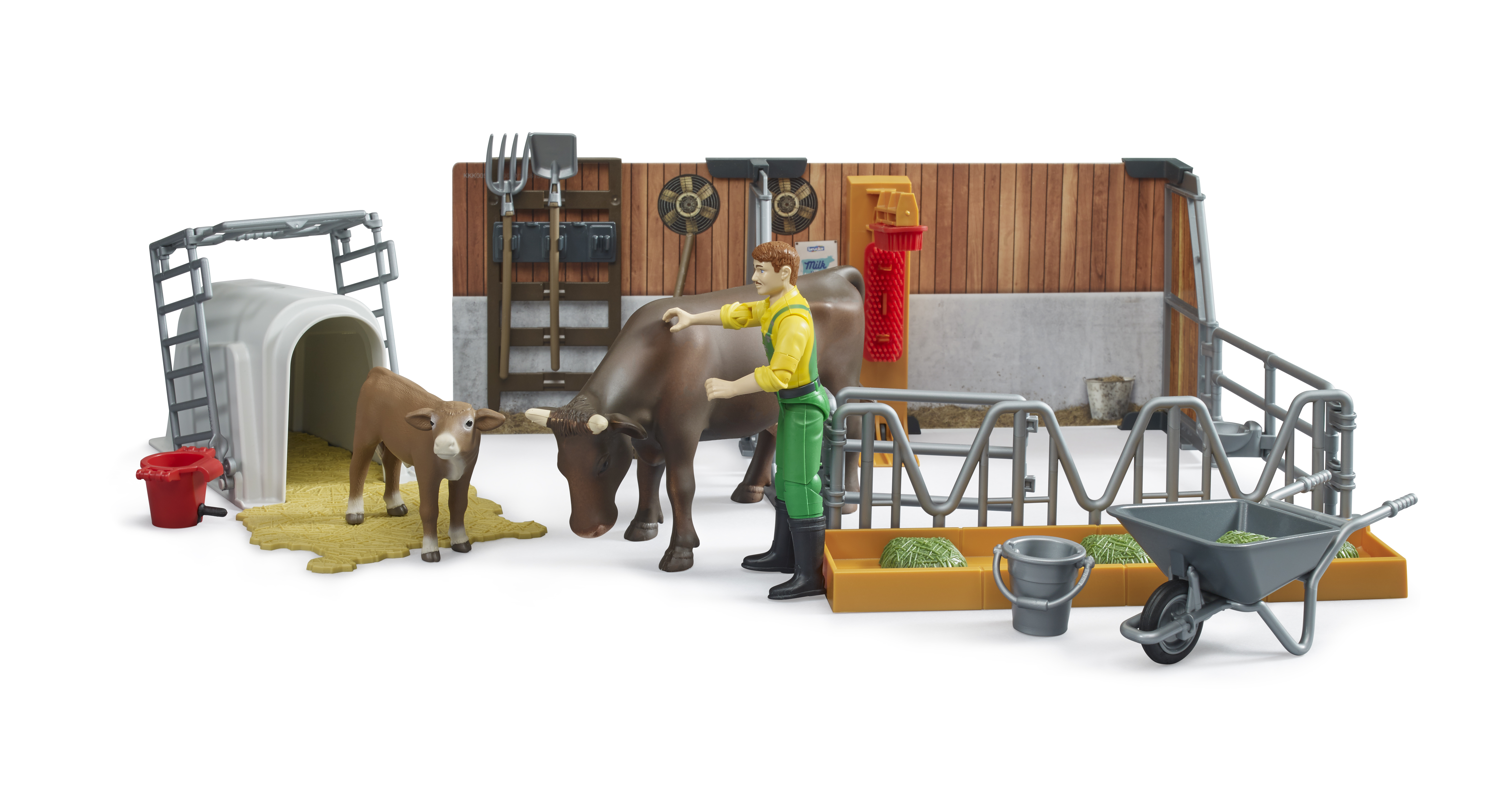 bworld Kuh- und Kälberstall mit Landwirt, Kuh und Kalb bworld Kuh- und Kälberstall mit Landwirt, Kuh und Kalb