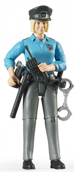 Polizistin mit hellem Hauttyp und Zubehör