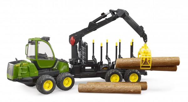 Porteur forestier John Deere 1210E avec grappin à bois