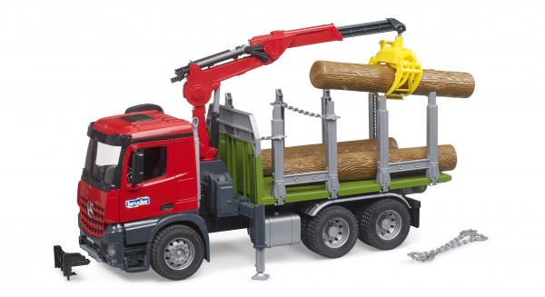 MB Arocs Timber truck with loading crane, grab and 3 trunks