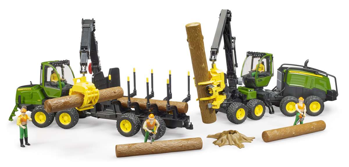 John Deere 1270G harvester with one tree trunk | BRUDER