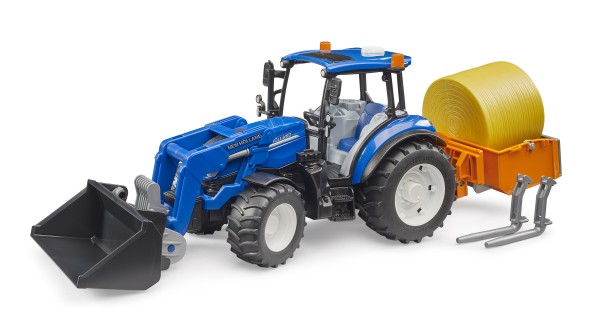 New Holland T5.120 mit Frontlader, Ladekasten, Gabeln und Rundballen-Copy