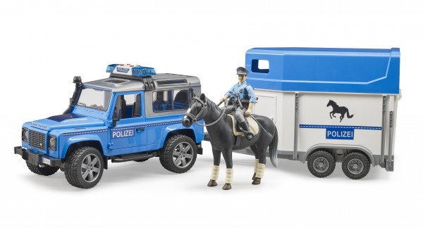 Land Rover Defender police +mounted police officer