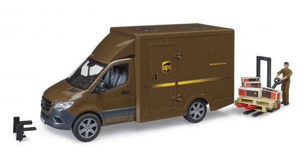 Camion UPS Mercedes Benz Sprinter avec conducteur et accessoires