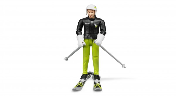 Skifahrer mit Zubehör