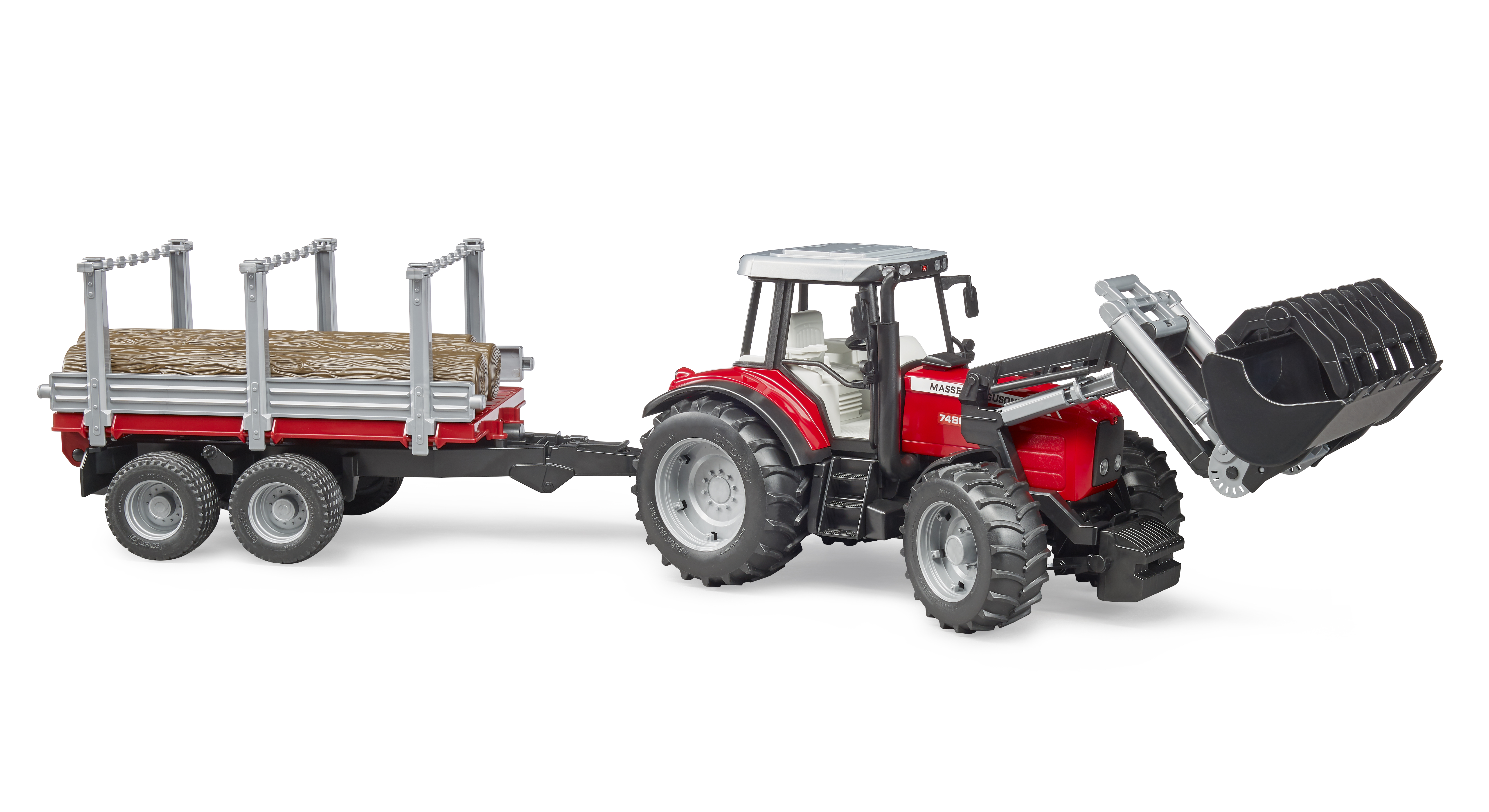 Massey Ferguson 7480 con cargador frontal, remolqu | BRUDER Bruder 03046 Massey Ferguson 7624, Rot: : Spielzeug