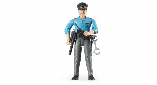 Polizist mit hellem Hauttyp und Zubehör