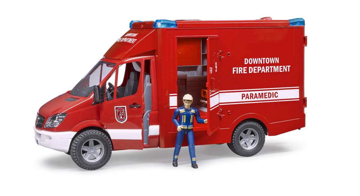 MB Sprinter Fire Department with Light Sound Module and fireman Special items BRUDER Spielwaren GmbH Co. KG